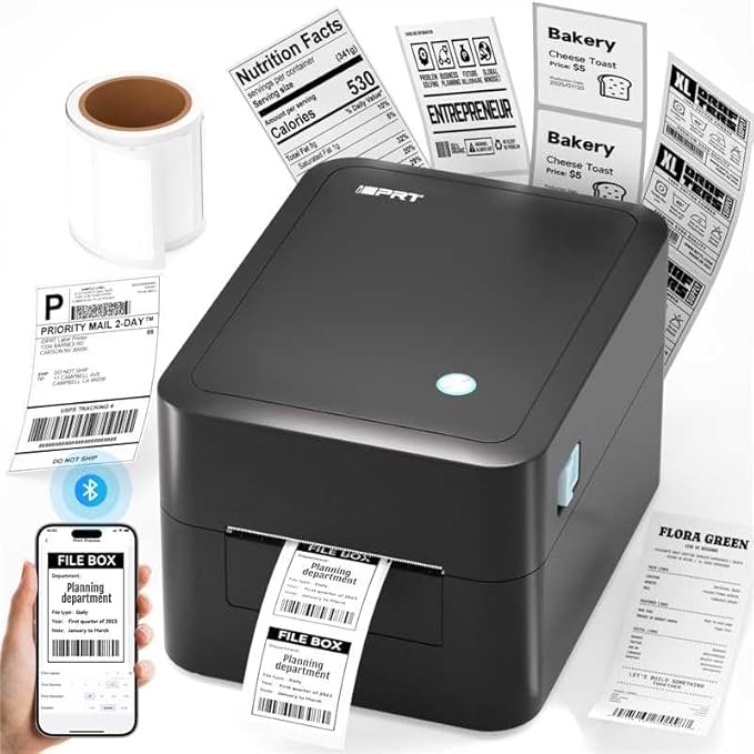 iDPRT Desktop Label Maker Bluetooth Thermal Shipping Label Printer for Parcel Shipping, Small Businesses, Offices, and Home, Sticker Printer Supports Amazon, TikTok, Etsy, Shopify, USPS, etc