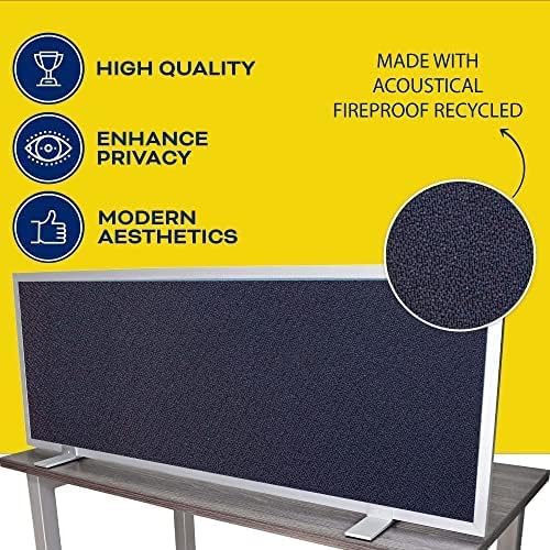 OBEX Acoustical Free Standing Privacy Screen, Cubicle Accessories Desk Privacy Panel, Desk Dividers for Office, Office Furniture Partitions Portable Sound Proof Dividers, 24" x 66", Slate