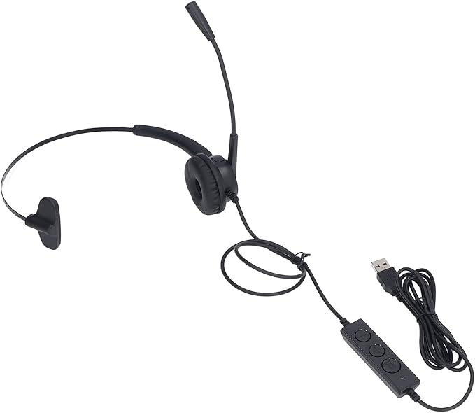 WiseZythum Customer Service Headset with Noise Cancelling Microphone, Call Center Headphone for Office Telemarketing, USB Computer Headset with Adjustable Boom Mic and Retractable Headband, E