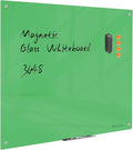 Magnetic Glass Dry Erase Board - White Board 48 x 36 Inch Wall Mounted Glass Whiteboard, Large Frameless Glass White Board for Wall Office, Home & School, Green