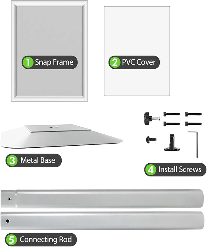 Heavy Duty Adjustable Pedestal Poster Sign Stand, 8.5x11 Aluminum Open Floor Standing Sign Holder for Vertical and Horizontal View Display (8.5x11,Silver)