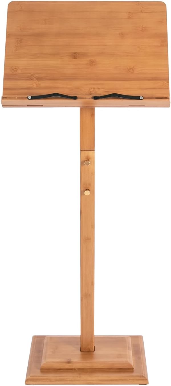 Sheet Music Stand & Desktop Book Stand with Phone Holder, Rotatable Music Book Holder Stand,Wooden Portable Sheet Music Table Stand Height Adjustable from 39.4-51.2in with Book Stand Support