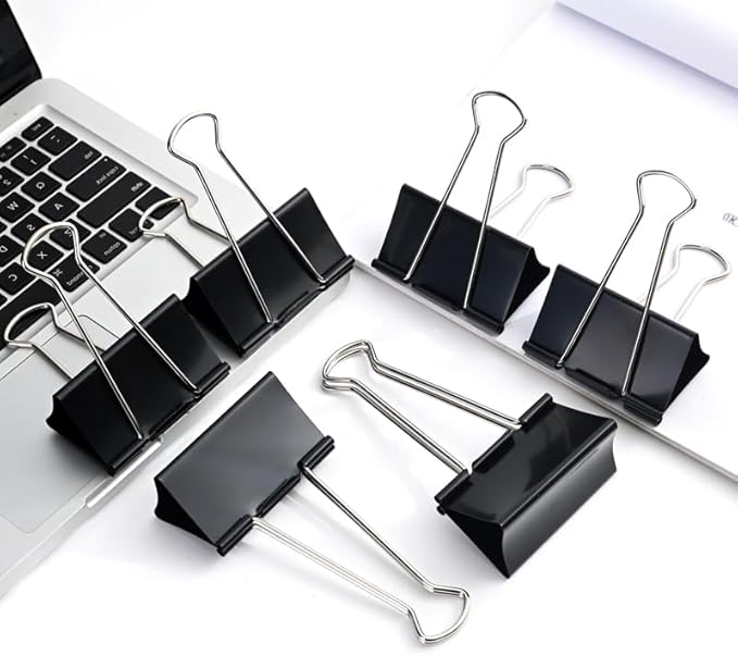 THREEBEGETSALL Extra Large Binder Clips 3 inch super big Binder Clips 6 Pack Big Metal Paper Clamps Black (3 Inch)