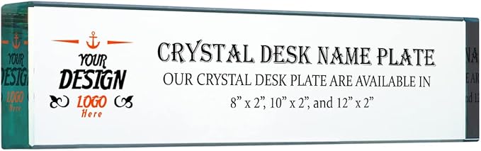 PlaqueMaker Personalized Name Plates for Desks, Custom-Engraved or Color Printed Inlcude a Logo, Office Decor (Jade) (8 x 2" with Color Printing)