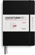 LEUCHTTURM1917 - Weekly Planner & Notebook 2026, Hardcover, Composition (B5), Ruled, Black (Jan 1 - Dec 31, 2026)