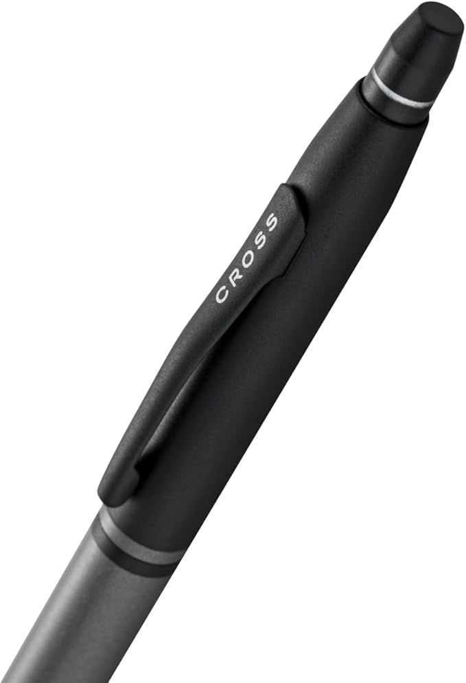 Cross Click Tuxedo Satin Metallic Gray with Black Appointments Ballpoint Pen