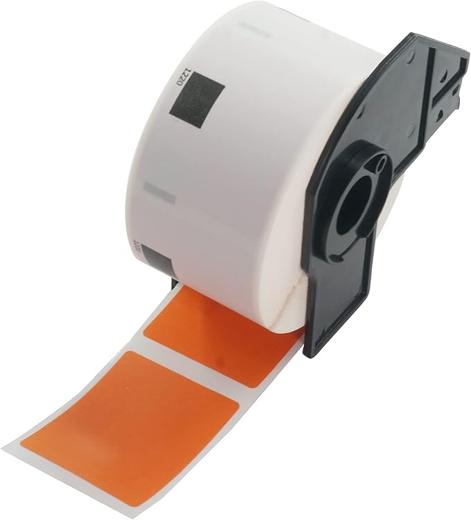 BETCKEY - White Food Labels Replacement for Brother DK-1220 (1.5 in x 1.8 in), Compatible with Brother QL Label Printers [1 Rolls/620 Labels, Orange]