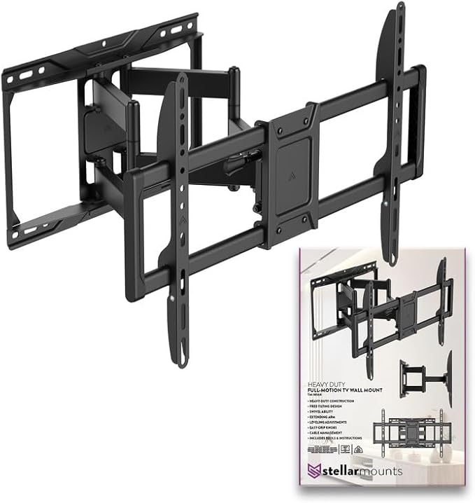 Heavy Duty Dual Arm Articulating Wall Mount Bracket for QN90F Series Neo QLED Mini LED 4K UHD QN75QN90F 75 InchTV - Tilt & Swivel/Pull Out 2.8"-16.6"/ Holds 165 lbs
