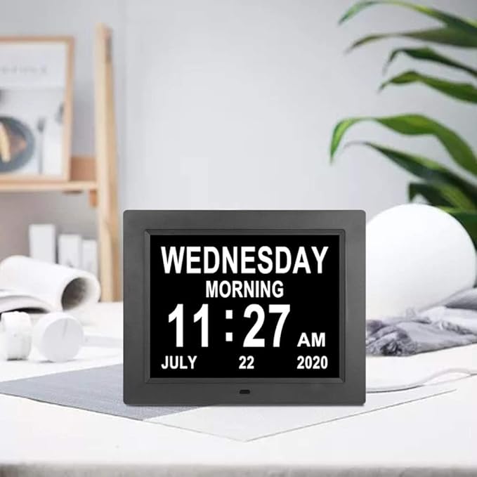 Extra Large Day Date Time Digital Day of Week Clock 8 Alarm Option for Seniors Elderly with Impaired Vision Memory Loss Demenita Clocks