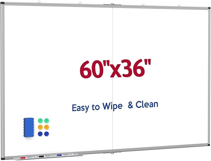 Large Whiteboard, 60 X 36 Inches Big Whiteboard for Wall, Dry Erase White Board for Office Home & School