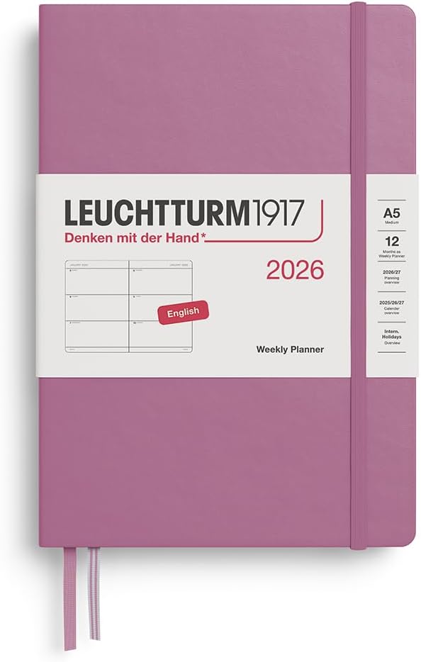 LEUCHTTURM1917 - Weekly Planner 2026, Hardcover, Medium (A5), Dusty Rose (Jan 1 - Dec 31, 2026)