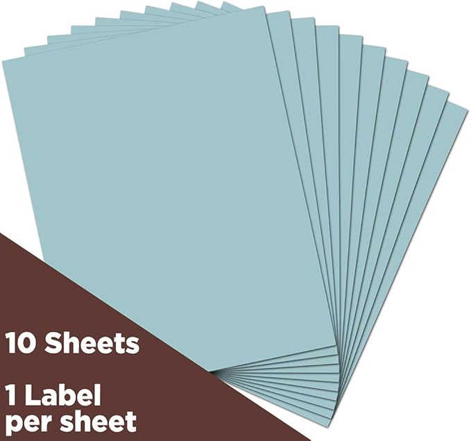 JAM PAPER Full Sheet Shipping Labels - Printable Sticker Paper - 8 1/2 x 11 - Baby Blue - 10 Full Pages/Pack