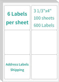 InpourPack 6 UP Labels, 4" x 3-1/3" Shipping Address Labels for Laser Inkjet Printer, Self Adhesive, Blank Mailing Sticker Paper (4000 Sheet=24000 up)