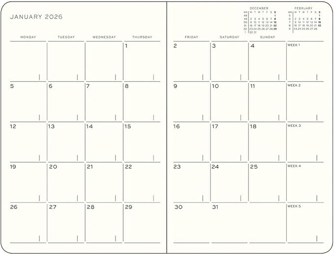LEUCHTTURM1917 - Monthly Planner & Notebook 2026, Softcover, Paperback (B6+), Ruled, Rising Sun (Nov 1, 2025 - Feb 28, 2027)