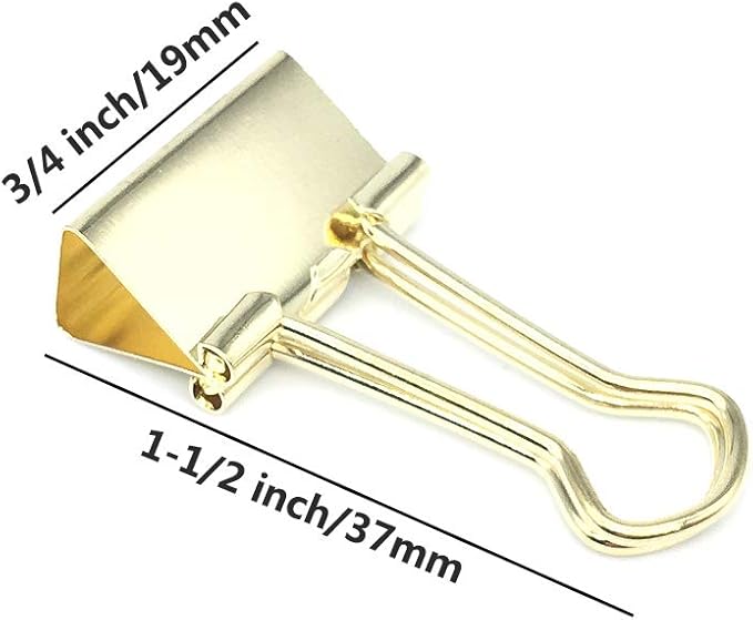 Gold Binder Paper Clips - Small, 3/4 inch Width Clips for Office School Supplies, 80 Pack
