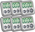 Elegant Digital Kitchen Timer Stainless Steel - Strong Magnetic Back - Kickstand - Loud Alarm - Large Display - Auto Memory - Auto Shut-Off (Charcoal 6-Pack)