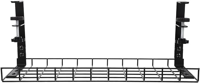 Under Desk Cable Management Tray, Cable Storage Rack Wire Cord Organizer, No-Drill Black 500Mm Holder for Office Desk Power Strip Organization