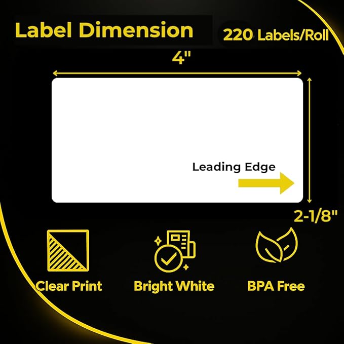 Shipping Labels Compatible with Dymo 30323 – 12 Rolls 2640 Name Badge Labels (2 1/8” x 4”), Direct Thermal Label Fits for Dymo Labelwriter 450, 450 Turbo, 4XL (Not for 550, 5XL)