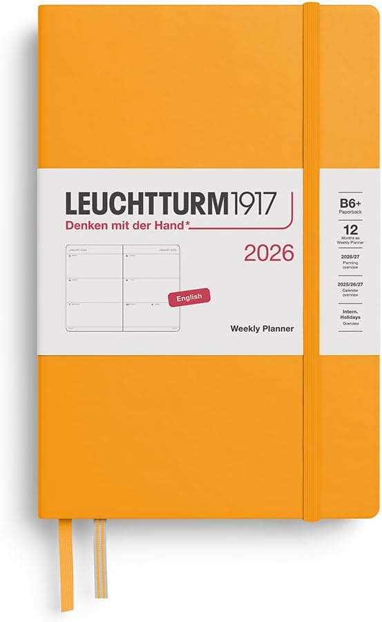 LEUCHTTURM1917 - Weekly Planner 2026, Hardcover, Paperback (B6+), Rising Sun (Jan 1 - Dec 31, 2026)