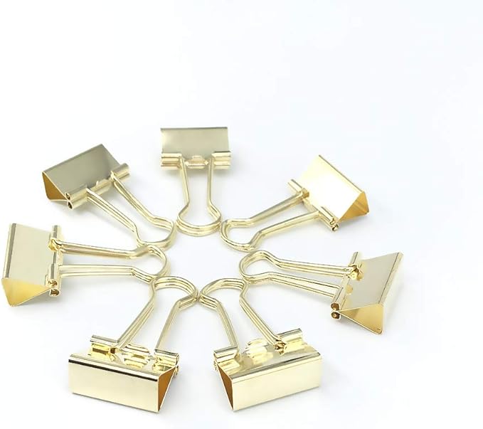 Gold Binder Paper Clips - Small, 3/4 inch Width Clips for Office School Supplies, 80 Pack