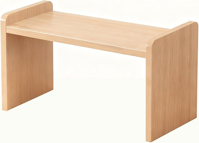 Desktop Storage Rack, Wooden Printer Stand with Compact Under Desk Shelf for Home Office Organization(Light Walnut,17.7 * 11.8 * 11.8in)