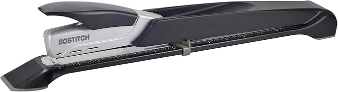 Bostitch Office Booklet Stapler - One Finger, No Effort, Spring Powered, Long Reach Stapler - Silver (1610)