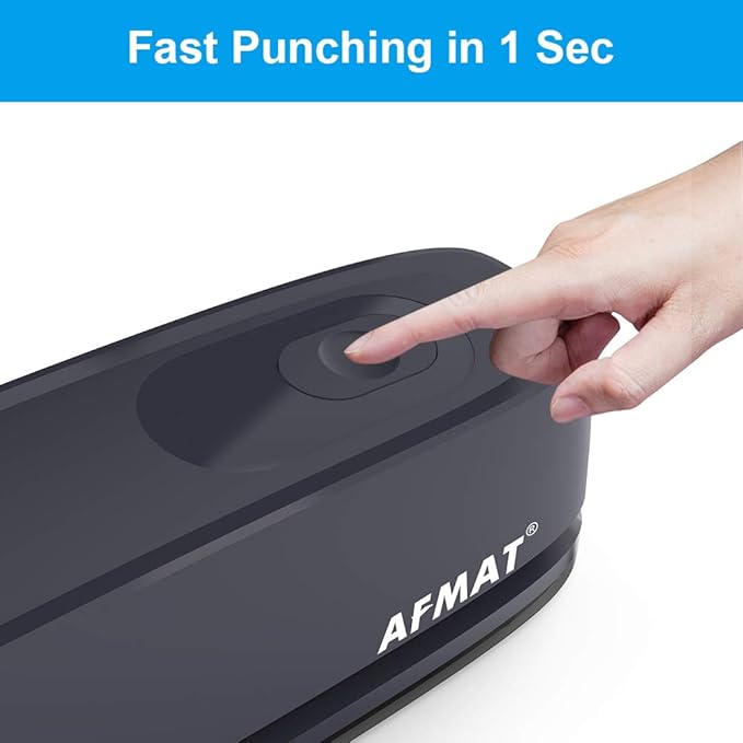 AFMAT Electric 3 Hole Punch, 20-Sheet 3 Hole Puncher for Binder, Effortless Punching, 9/32" Hole Diameter, Paper Hole Puncher 3 Hole Heavy Duty, for Office/School/Studio, AC or Battery Operated, HP08