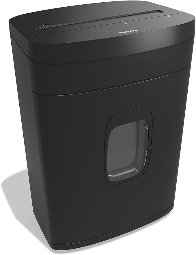Staples Paper Shredder, 10-Sheet Micro-Cut, Anti-Jam, for Office & Home Use with 5 Gallon Pull-Out Bin, Black