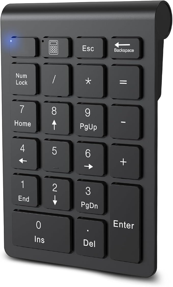 cimetech BT Number Pad, Wireless Numeric Keypad Numpad, 22 Keys Portable Mini Financial Accounting Keyboard for Laptop Notebook, Desktop, Surface Pro, PC