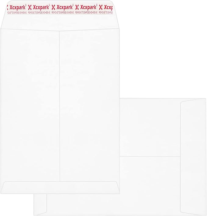 Xxcxpark 250 PCS 6x9 inches Security Catalog Envelopes Printable Self Seal Envelopes, Anti Tear White Kraft Envelopes for Invitation Cards, Pictures, Photos, Documents