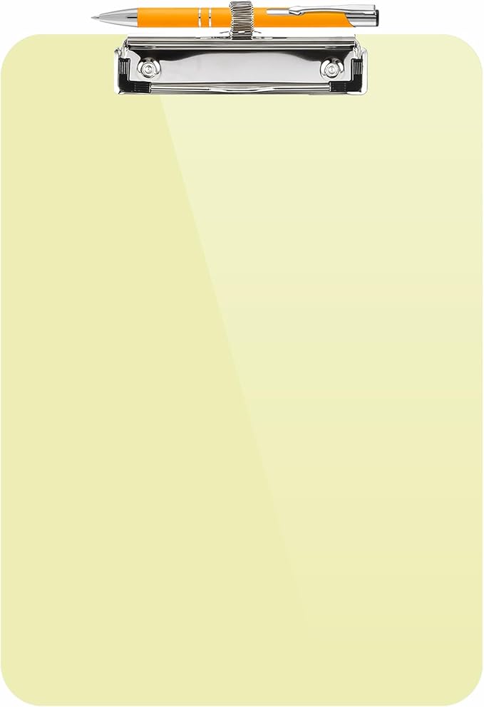 Sooez Plastic Clipboard with Pen Holder, [10% Thicker] Clip Boards 8.5x11 with Low Profile Clip, Cute Hanging Clipboard, Standard Letter Size A4 for Women Teacher, Office & School Supplies