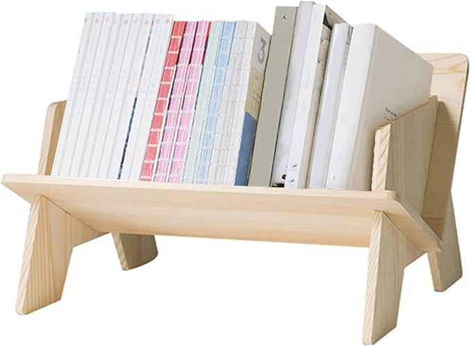 Wood Bookcase in Living Room/Home/Office, Desktop Book Shelf Organizer Bookshelves Storage Rack for CDs/Magazine/Books Display (Style V)