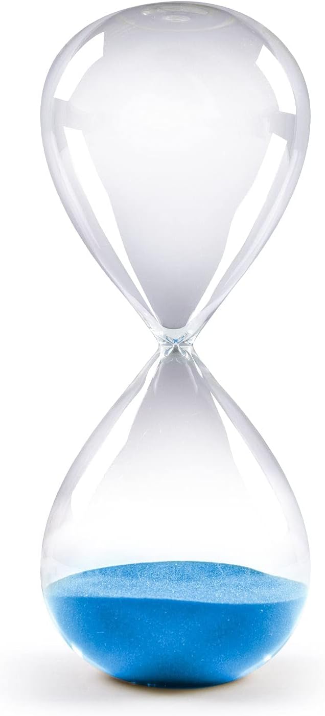 SWISSELITE Hourglass Sand Timers, Hourglass Sand Clock Inspired Glass for Home, Desk, Office Decor (8.5Inch-60Mins Blue)