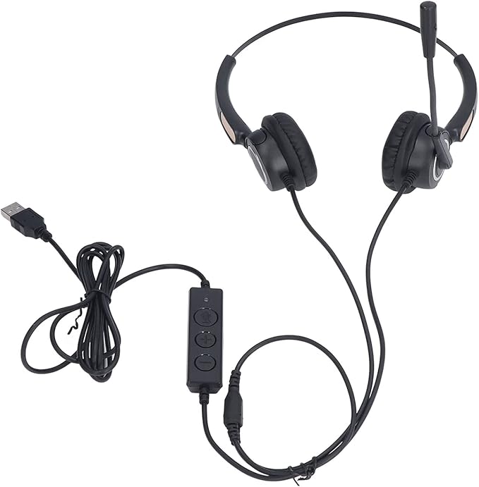 ChiweiJ Call Center Headset with Intelligent Noise Reduction, USB Computer Headset for Customer Service, Business Communication Headset with Adjustable Microphone, 180 Degree Rotating