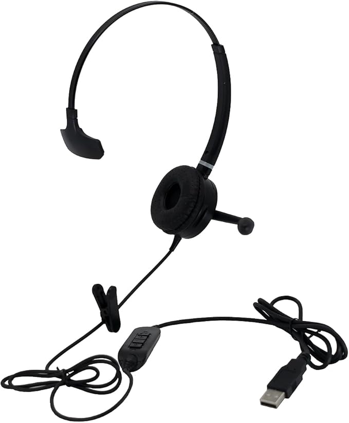 Spracht HS-WD-USB-1 Single Ear USB Headset for Softphone for PC/Mac, Black