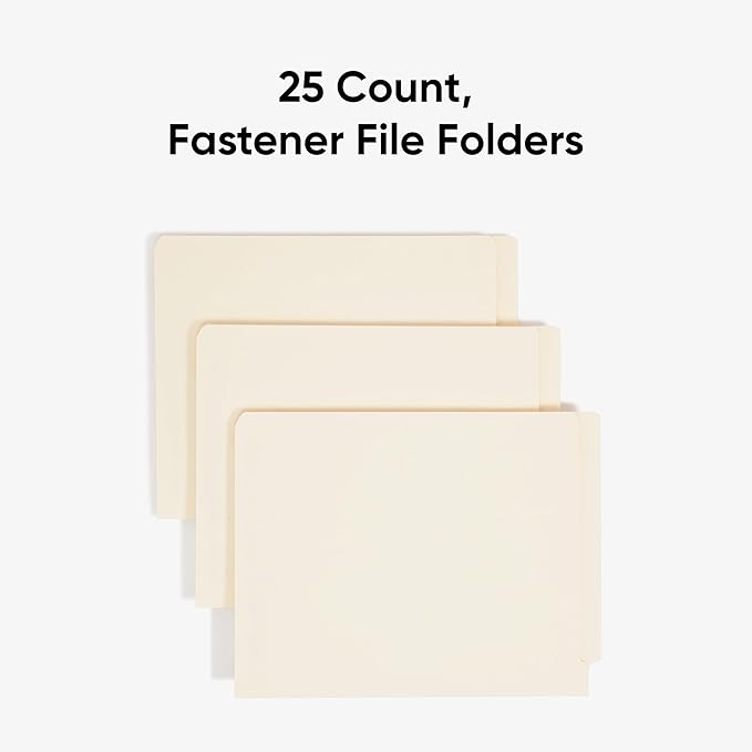 Smead Shelf-Master End Tab Fastener File Folders, 25 Count, Manila, Reinforced Straight-Cut Tabs, Letter Size (34114) (Pack of 10)