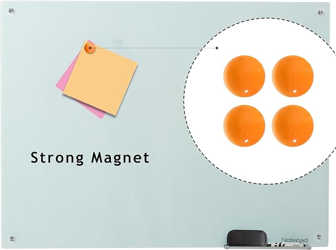 Notepad Glass Whiteboard 36 * 72Inches Magnetic Wall Mounted Frameless Glass White Board for Office, Home & School