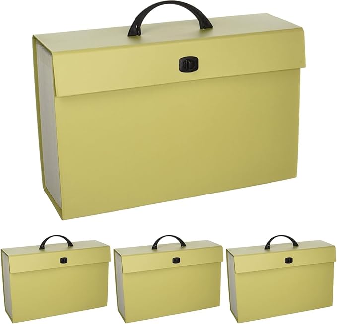 Smead Portable Expanding File Box, 19 Pockets, Blank Tabs, Printed Labels, Latch Closure, Legal Size, Blue (70806) (Pack of 4)