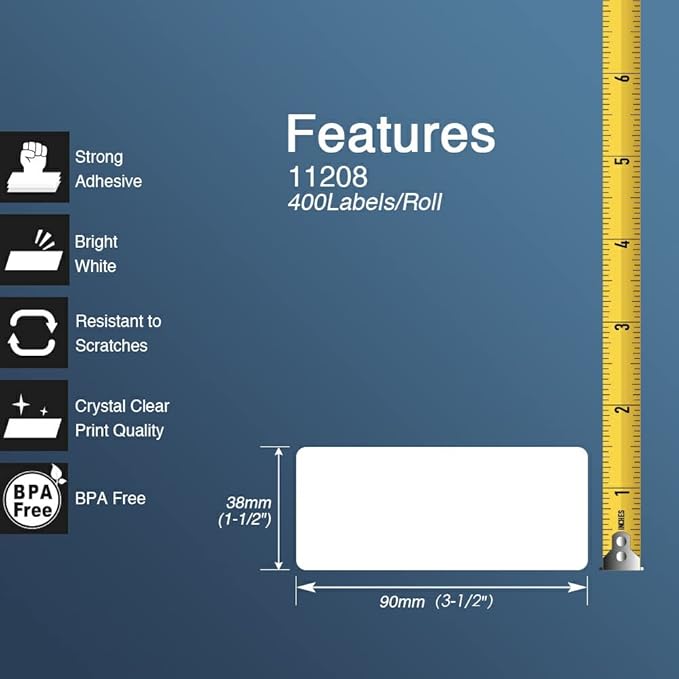 BETCKEY - Large Address Labels Replacement for Brother DK-1208 (1.4 in x 3.5 in), Compatible with Brother QL Label Printers [6 Rolls/2400 Labels, Light Blue]