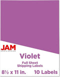 JAM PAPER Full Sheet Shipping Labels - Printable Sticker Paper - 8 1/2 x 11 - Violet - 10 Full Pages/Pack
