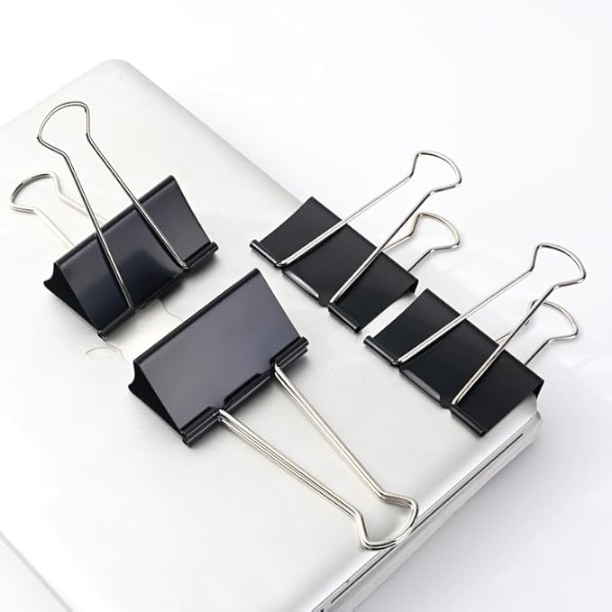 THREEBEGETSALL Extra Large Binder Clips 3 inch super big Binder Clips 6 Pack Big Metal Paper Clamps Black (3 Inch)