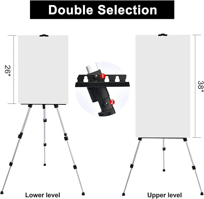 T-SIGN Portable Artist Easel Stand for Painting - Adjustable Height Painting Easel with Bag - Tabletop Art Easel for Painting Canvas Stand, Poster Stand - Metal Tripod- 66 inches (Pack of 2)