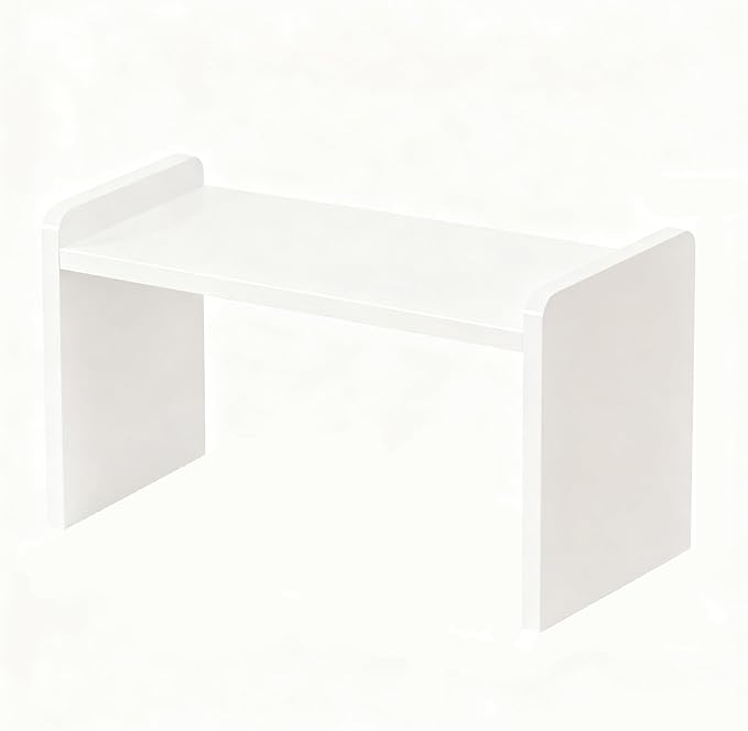 Desktop Storage Rack, Wooden Printer Stand with Compact Under Desk Shelf for Home Office Organization(Warm White,17.7 * 9.4 * 11.8in)