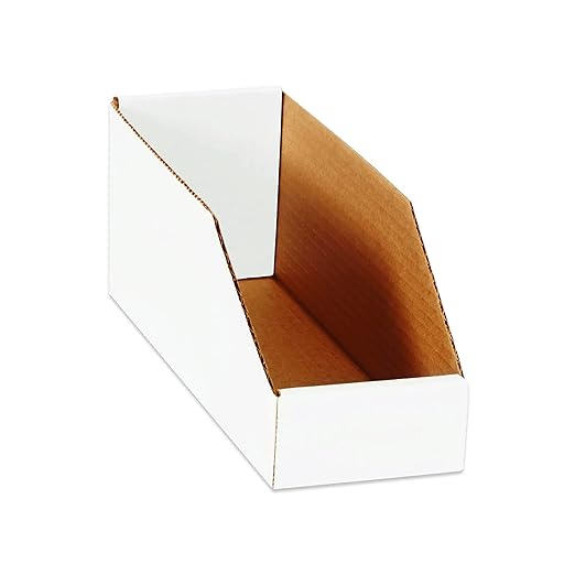 Box USA Storage Bins Medium 4"L x 15"W x 4 1/2"H 50-Pack - Corrugated Cardboard Box for Packing, Moving, and Storage