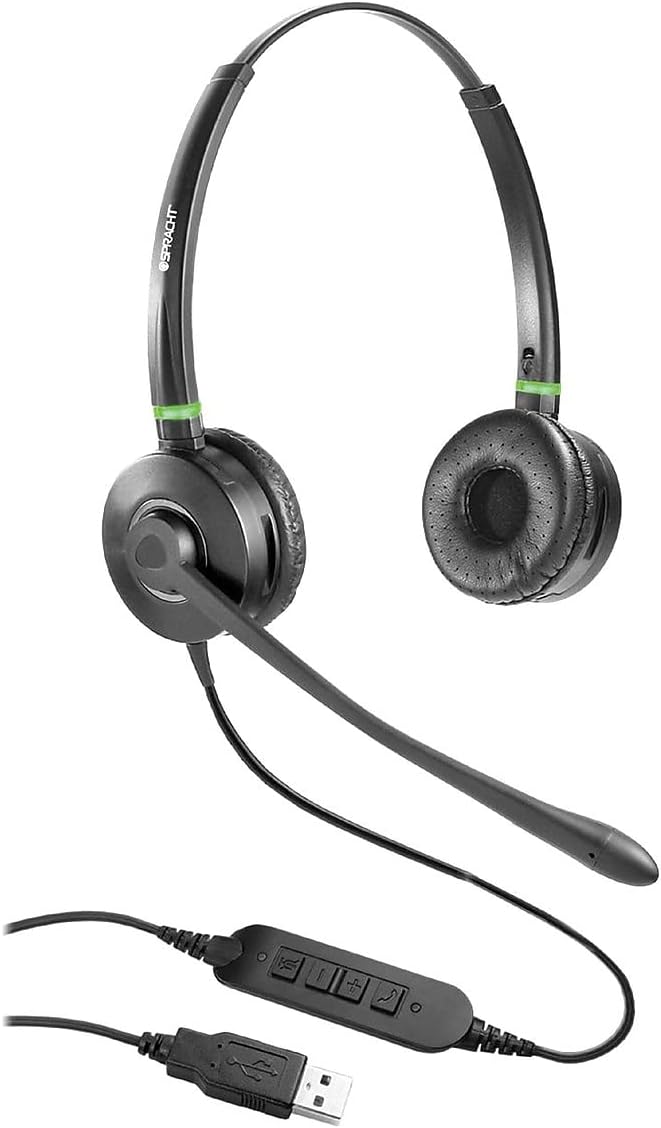 Spracht HS-WD-USB-2 Dual Ear USB Headset for Softphone for PC/Mac, Black