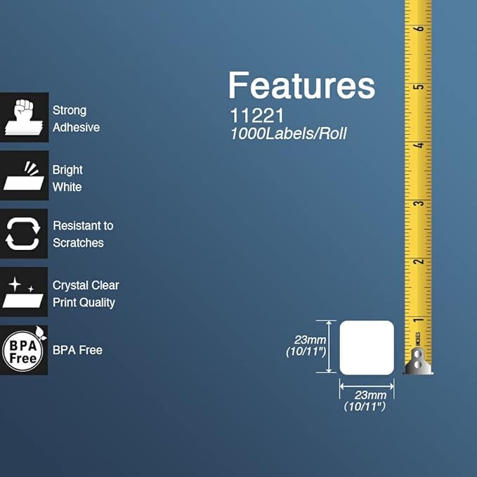 BETCKEY - Square Labels Replacement for Brother DK-1221 (0.9 in x 0.9 in), Compatible with Brother QL Label Printers [6 Rolls/6000 Labels, Red]
