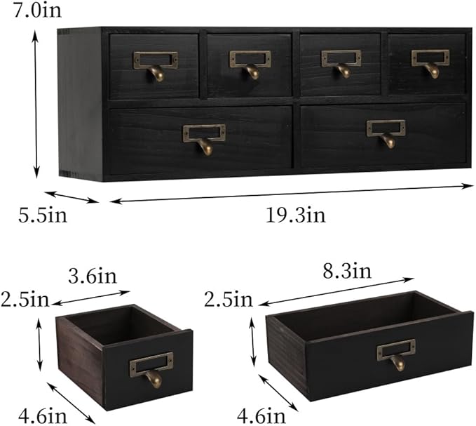 Apothecary Drawers Wooden Storage Box Vintage Wooden Drawers Wood Desktop Organizer Countertop Storage Box Library Card Catalog Cabinet Apothecary Cabinet （BLACK06）
