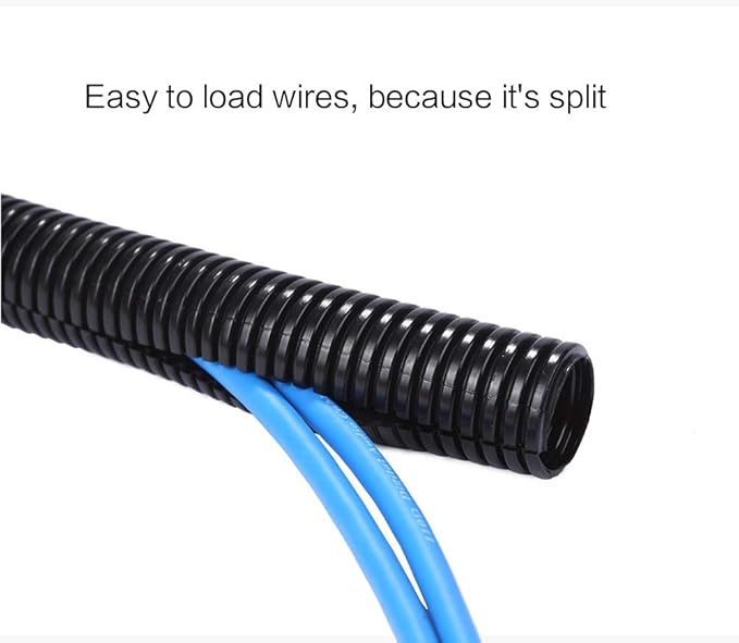 Alex Tech 50ft - 3/4 inch Split Wire Loom Tubing - Black