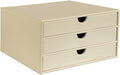 UnionBasic Document Organizer, 3-Drawer File Cabinet Document Storage Box, Office Desktop Filing Organizer, Seashell