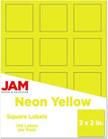 JAM PAPER Product & Container Labels - Square - 2 x 2 - Neon Yellow - 120/Pack